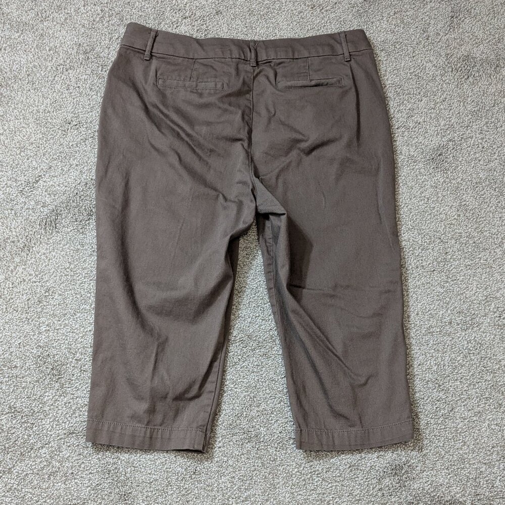 ST JOHN'S BAY Brown Twill High Rise Front Zip Capris; Size 14 - Picture 2 of 5